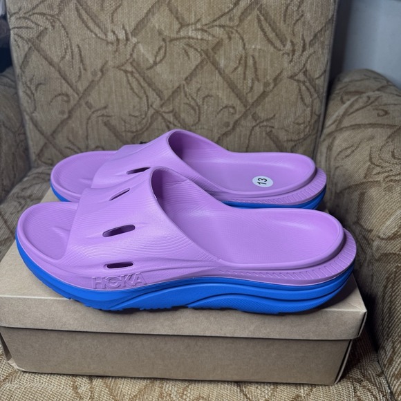 HOKA Ora Recovery Slide 3 Cyclamen/Coastal Sky‎ Men's 13 NEW - Picture 2 of 7